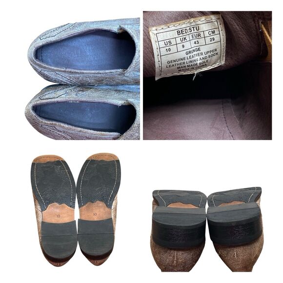 Bed Stu Grunge Slip-On Oxford Loafers‎ Men\'s Size 10 Tan Leather main image 5